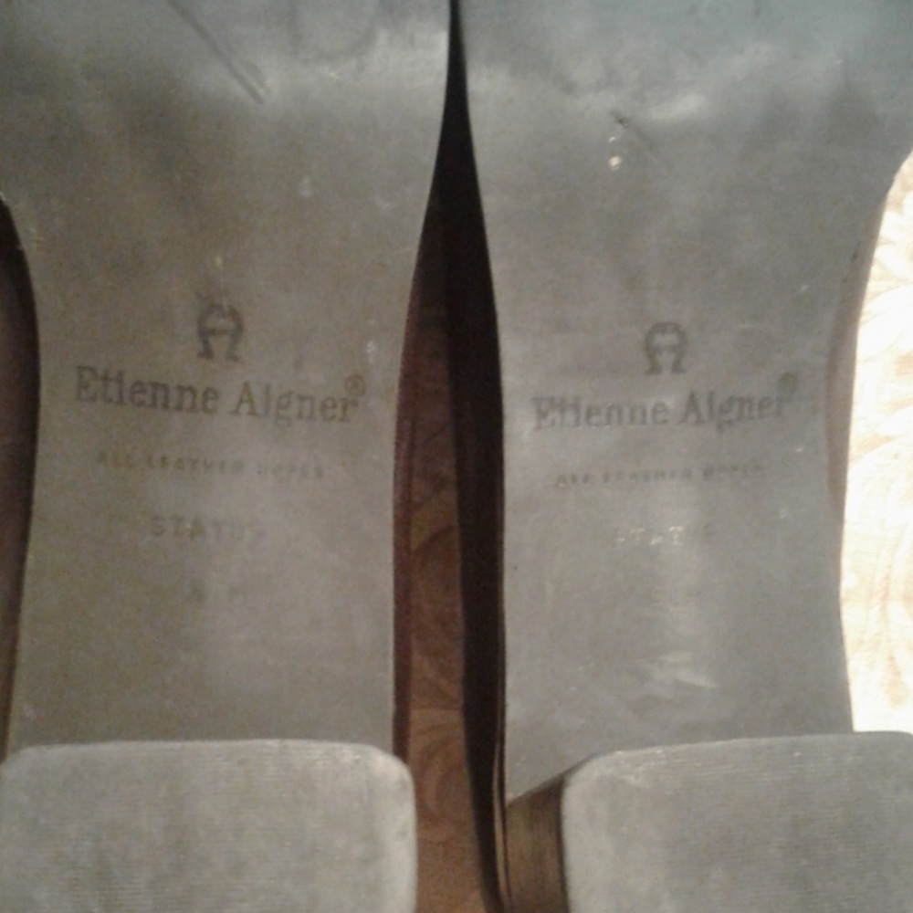 8M Etienne Aigner Espresso Leather Heeled Loafer - Picture 6 of 6